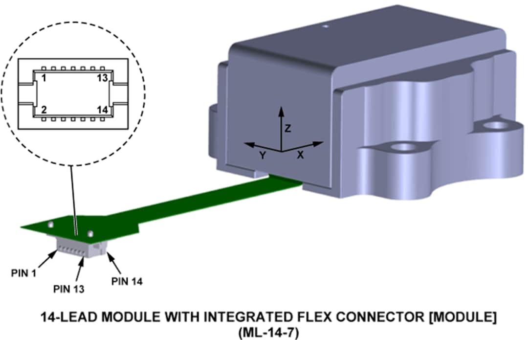 Technische Zeichnung - Analog Devices Inc. ADcmXL3021 Dreiachsiger Vibrationssensor