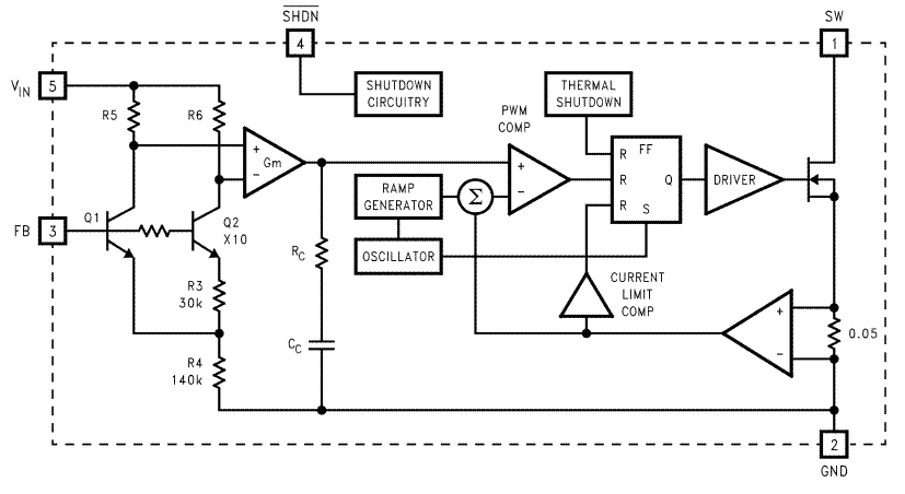 Blockdiagramm - Texas Instruments LMR64010 Aufwärtsspannungsregler