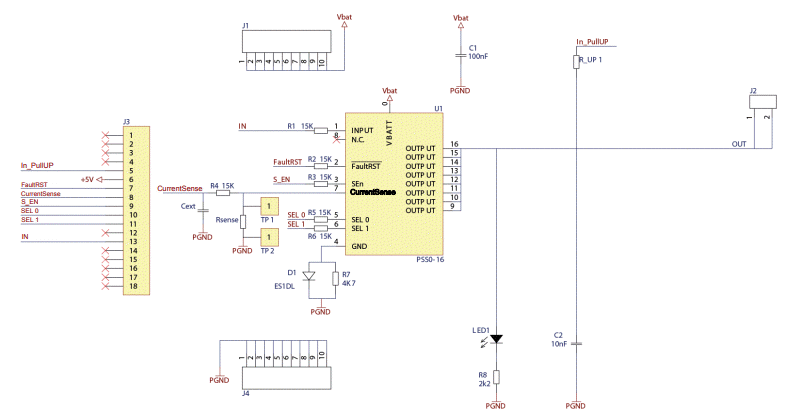 Schaltplan - STMicroelectronics VND7E050AJ Evaluierungsboard