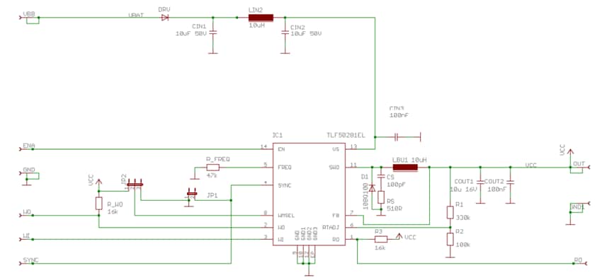 Schaltplan - Infineon Technologies TLF50281EL Demonstrationsboard