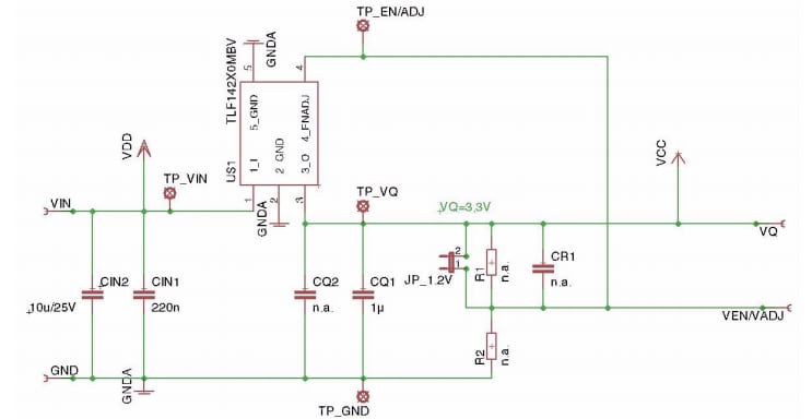 Schaltplan - Infineon Technologies TLS202B1 Demonstrationsboard