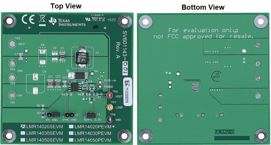 Technische Zeichnung - Texas Instruments Lmr140x0sevm/LMR140x0QDPREVM Evaluierungsmodule