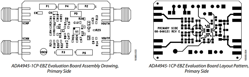Technische Zeichnung - Analog Devices Inc. ADA4945-1CP-EBZ Verstärker-Evaluierungsboard