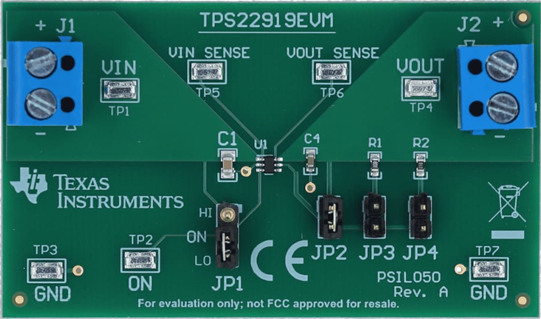 Blockdiagramm - Texas Instruments TPS22919EVM Lastschalter-Evaluierungsmodul (EVM)