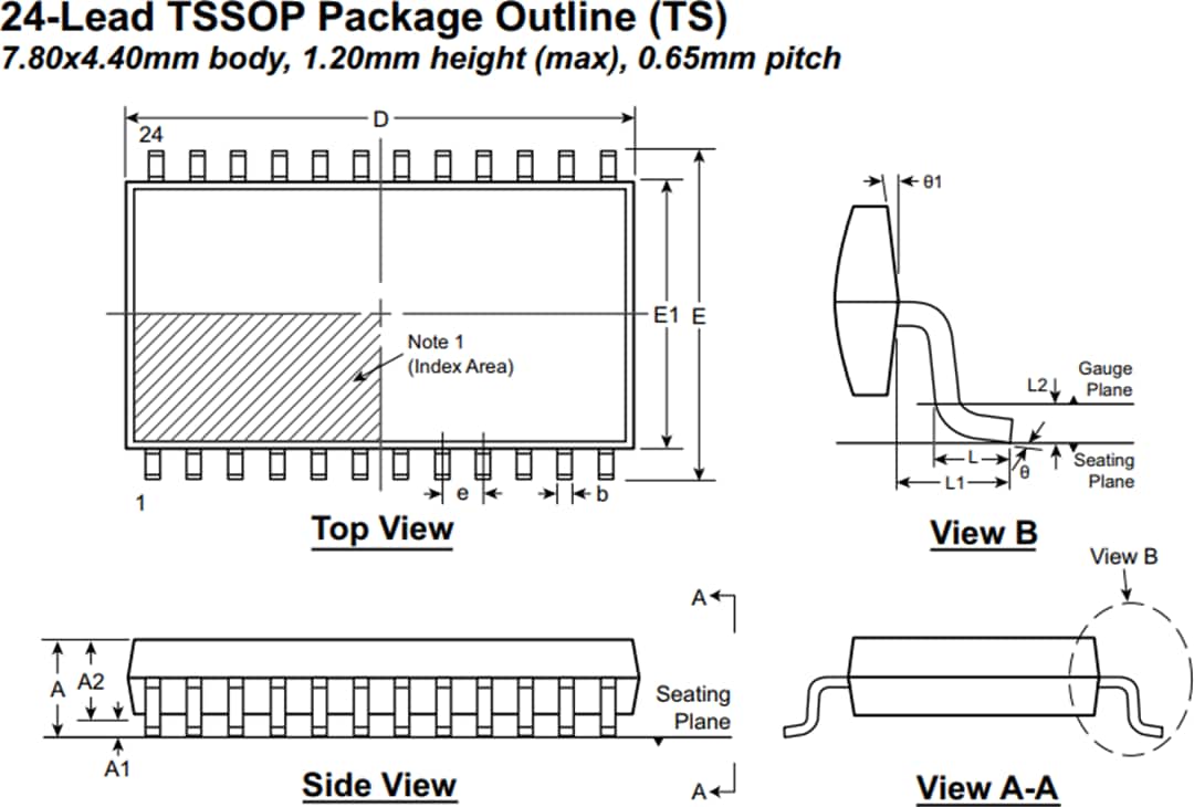 Technische Zeichnung - Microchip Technology HV264 Quad-Hochspannungsverstärker-Array