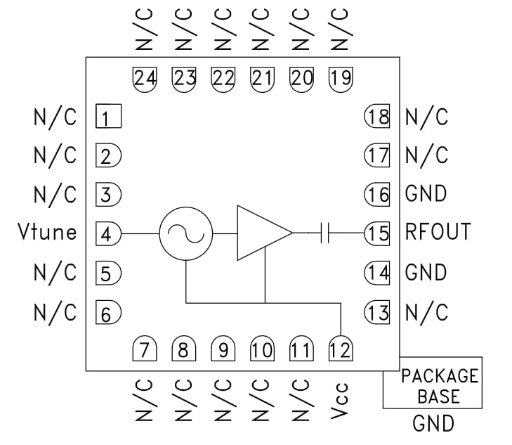 Blockdiagramm - Analog Devices Inc. HMC586LC4B Spannungsgesteuerte Breitband-Oszillatoren