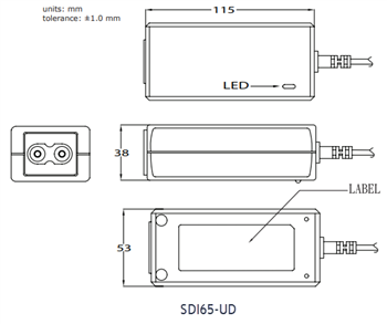 Technische Zeichnung - CUI Inc SDI65 Netzteile