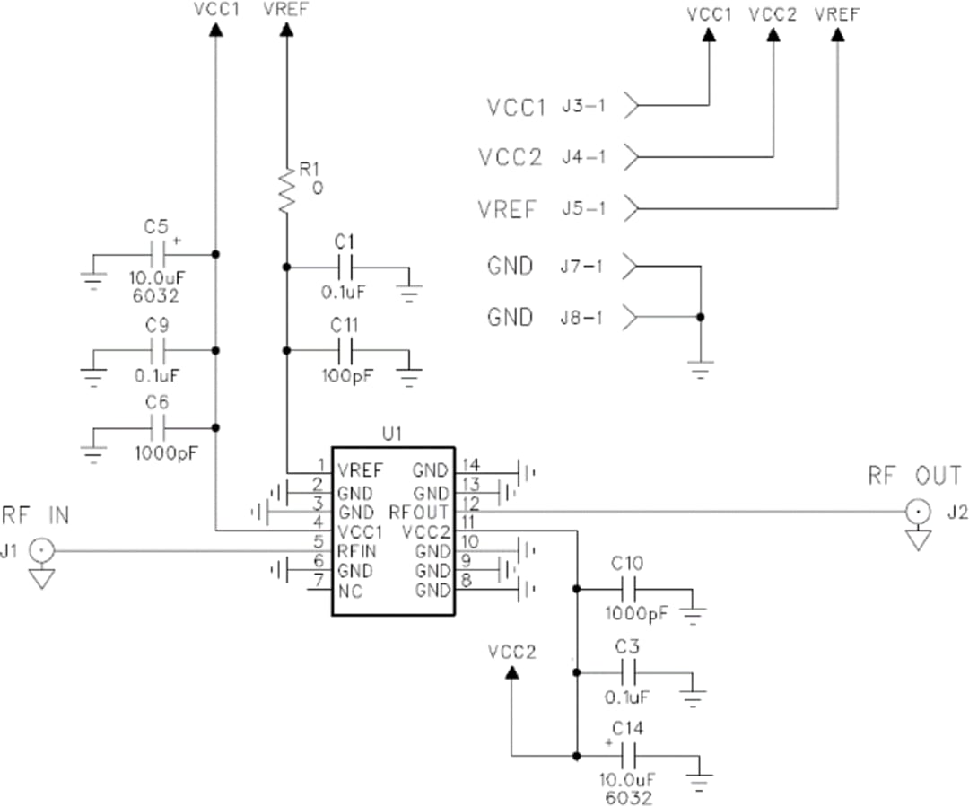 Schaltplan - Qorvo QPA9424EVB-01 Evaluierungsboard