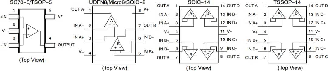 Technische Zeichnung - onsemi LMV321, NCV321, LMV358 und LMV324 CMOS-Operationsverstärker