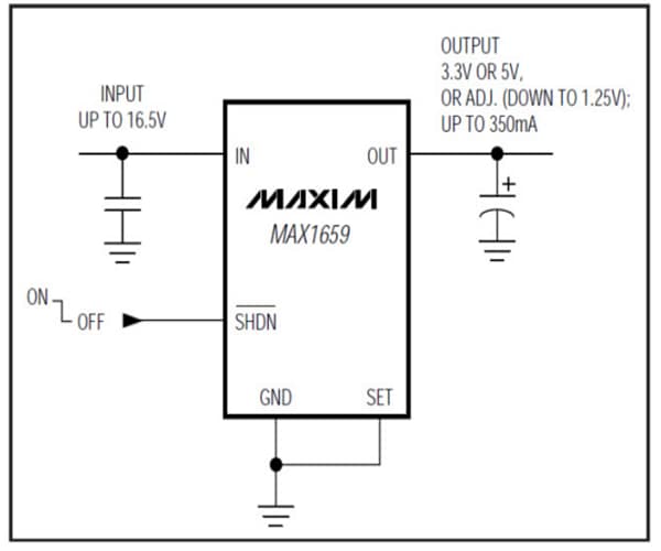 Blockdiagramm - Analog Devices / Maxim Integrated MAX1659 Low-Dropout-Linearregler