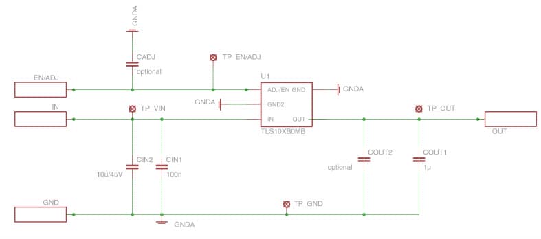 Schaltplan - Infineon Technologies TLS102B0MB Demonstrationsboard