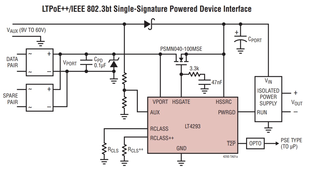 Applikations-Schaltungsdiagramm - Analog Devices Inc. LT4293 Schnittstellen-Controller