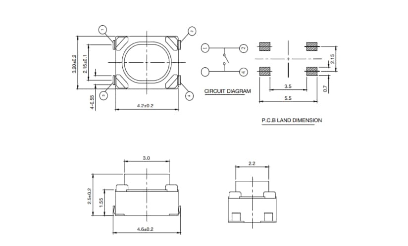 Tabelle - C&K Switches PTS815 Taktile Schalter