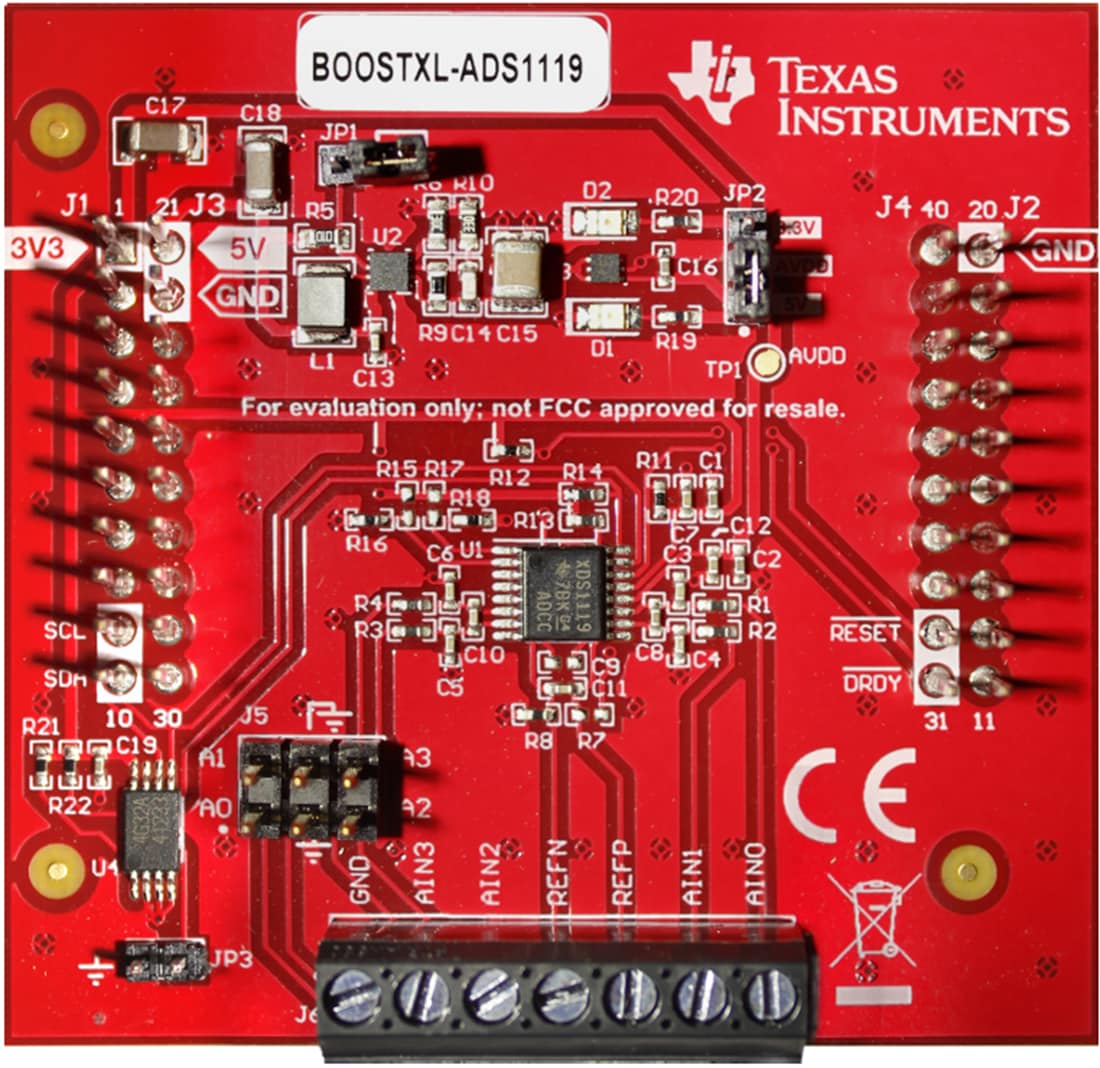 Technische Zeichnung - Texas Instruments BOOSTXL-ADS1119 BoosterPack™-Plug-in-Modul