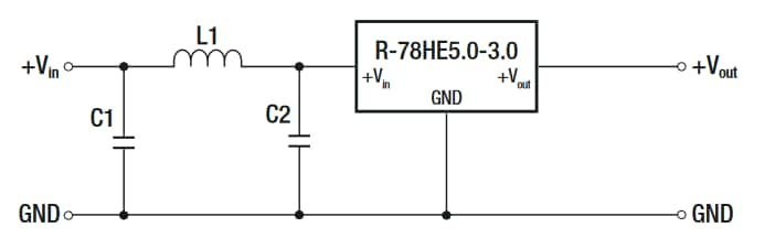 Application Circuit Diagram - RECOM Power R-78HE-0.3 0.3A Single-Output DC/DC Converter