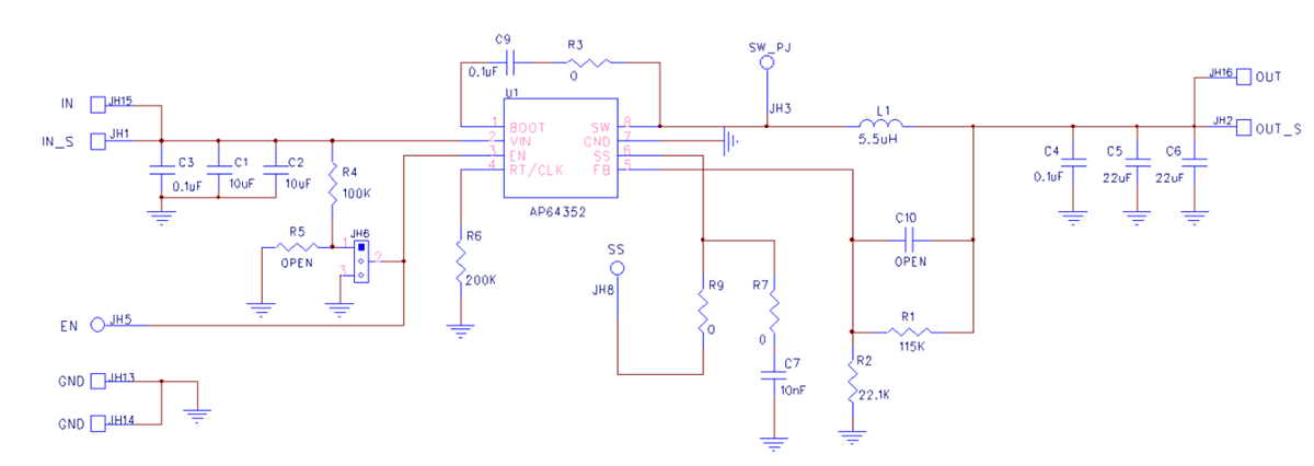 Schaltplan - Diodes Incorporated AP64352SP-EVM Evaluierungsboard