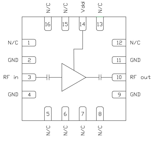 Blockdiagramm - Qorvo CMD270P3 Rauscharmer 4- bis 8-GHz-Verstärker