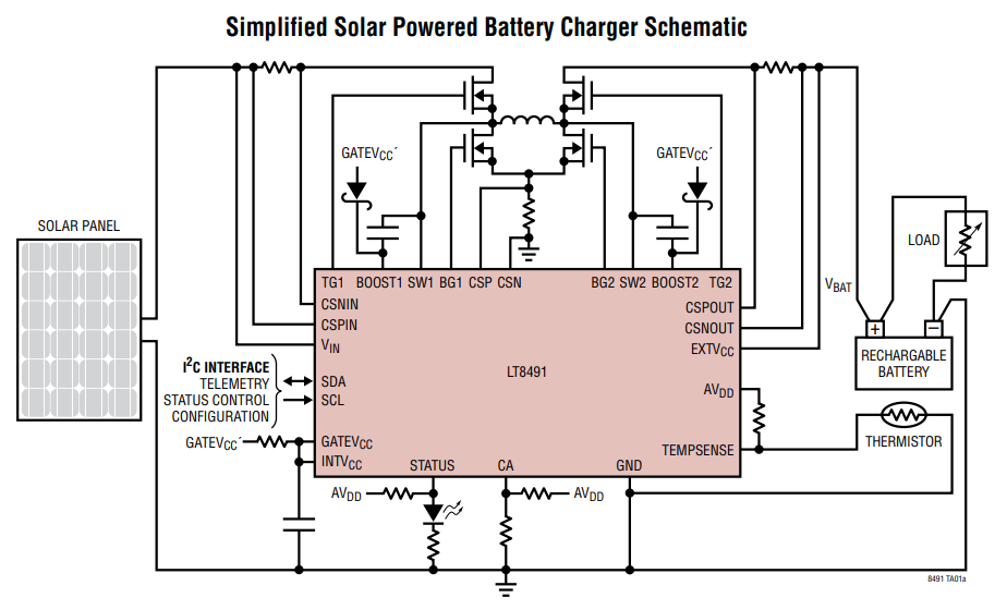 Applikations-Schaltungsdiagramm - Analog Devices Inc. LT8491 Auf-/Abwärts-Batterieladeregler