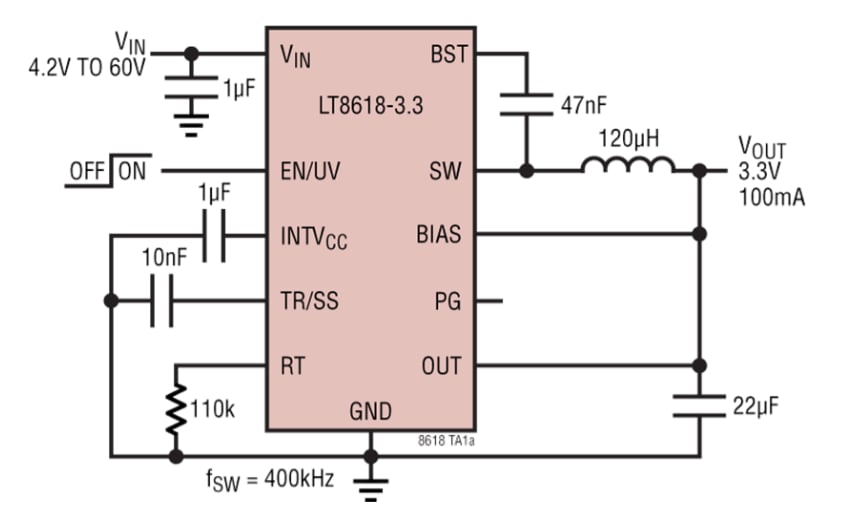 Applikations-Schaltungsdiagramm - Analog Devices Inc. LT8618/LT8618-3.3 Abwärtsschaltregler
