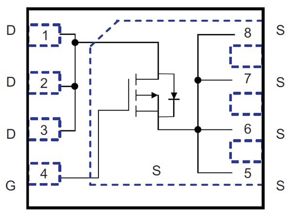 Blockdiagramm - Texas Instruments CSD25402Q3A NexFET™ Leistungs-MOSFET
