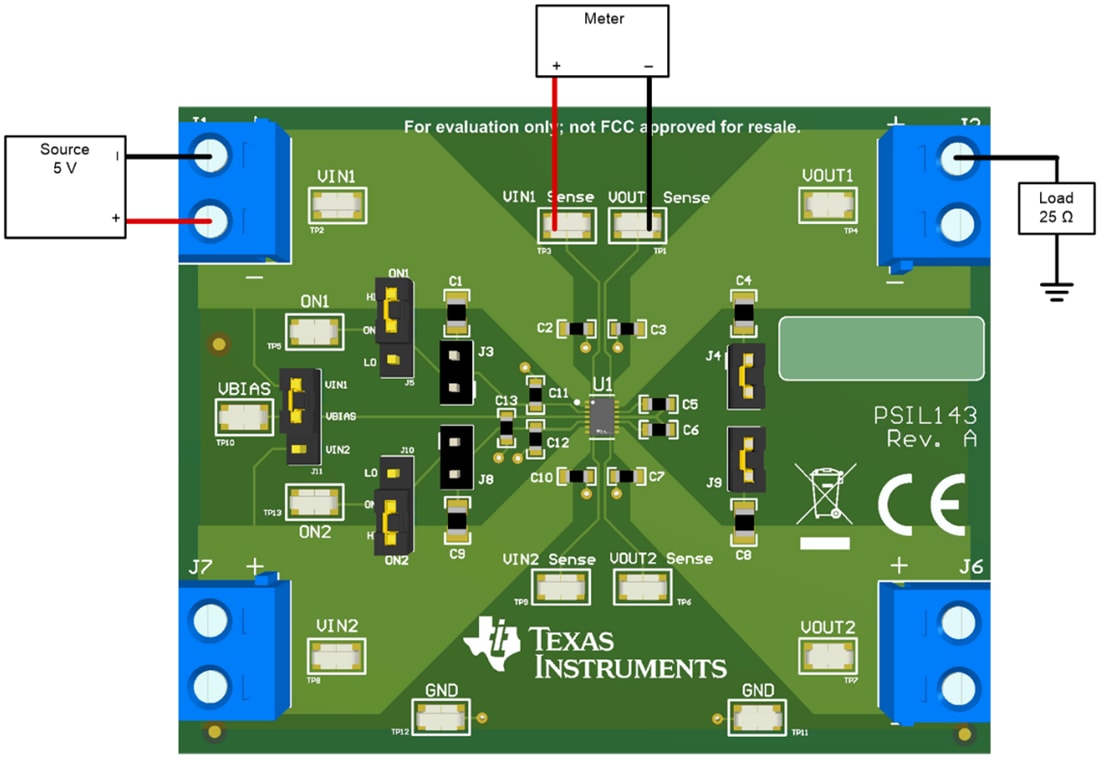 Technische Zeichnung - Texas Instruments TPS22976AEVM Lastschalter-Evaluierungsmodul (EVM)