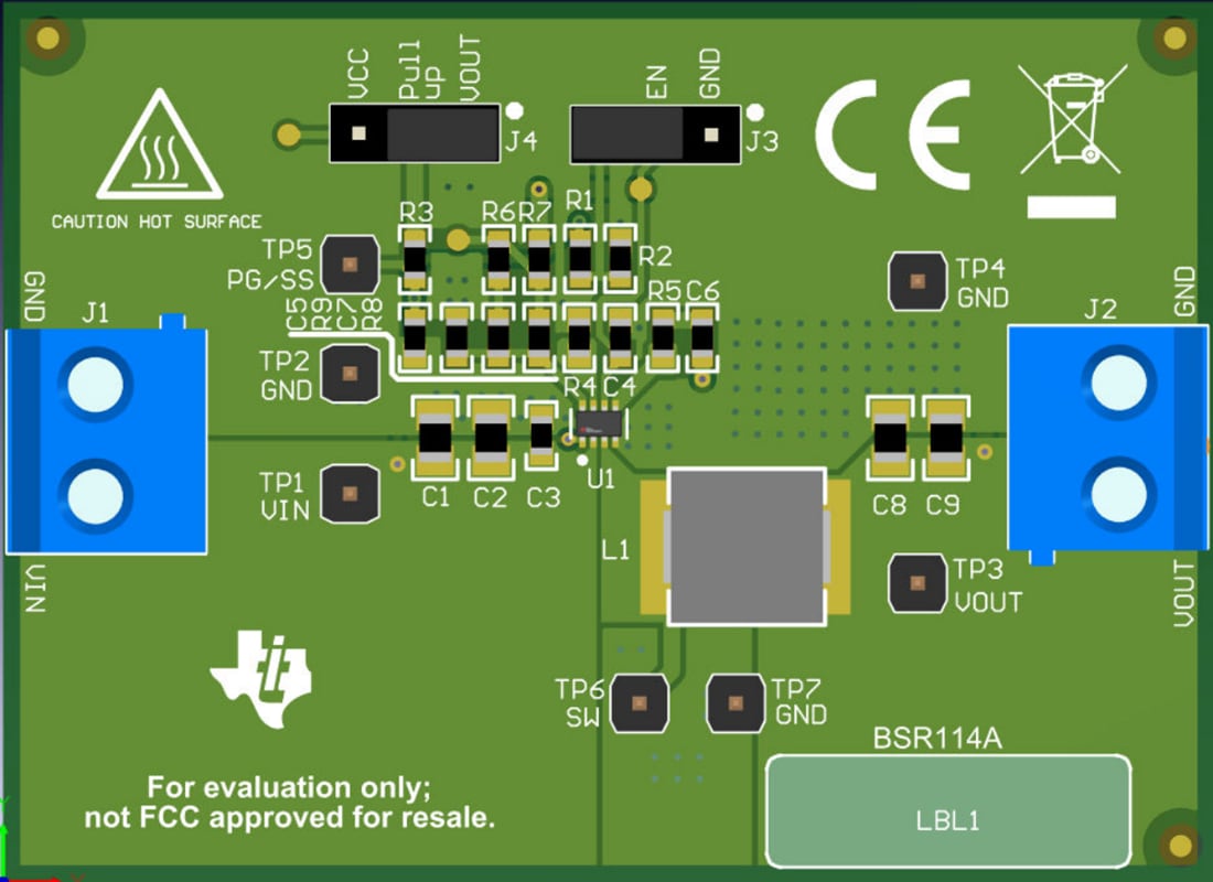 Technische Zeichnung - Texas Instruments TPS562211EVM Wandler-Evaluierungsmodul (EVM)