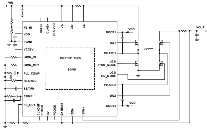 Blockdiagramm - Renesas Electronics ISL81801 Evaluierungsboards