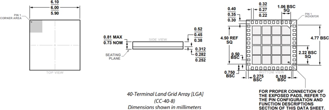 Technische Zeichnung - Analog Devices Inc. ADMV4530 Aufwärtswandler mit Int. PLL+VCO (27 - 31 GHz)