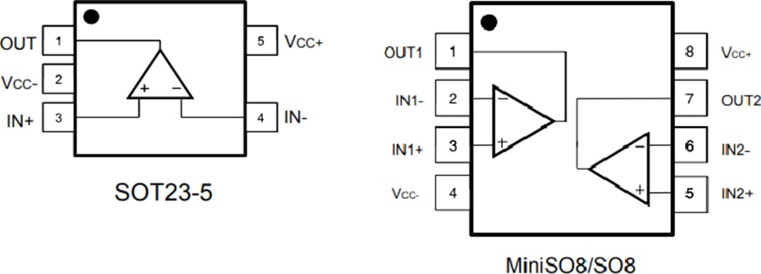 Technische Zeichnung - STMicroelectronics TSB7191/A und TSB7192/A 22 MHz-Operationsverstärker