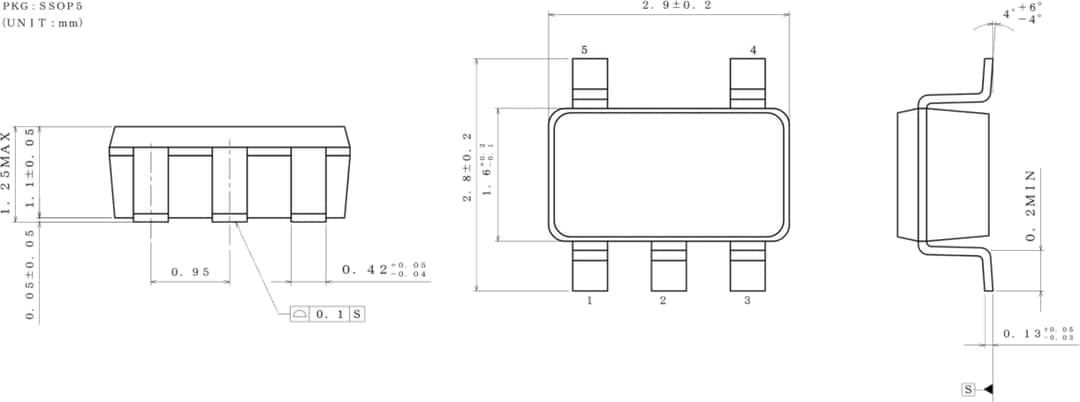 Technische Zeichnung - ROHM Semiconductor BD45 und BD46 Automotive-Spannungsdetektor-ICs