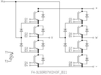 Applikations-Schaltungsdiagramm - Infineon Technologies Fx3L50R07W2H3FB11 EasyPACK™ IGBT-Module