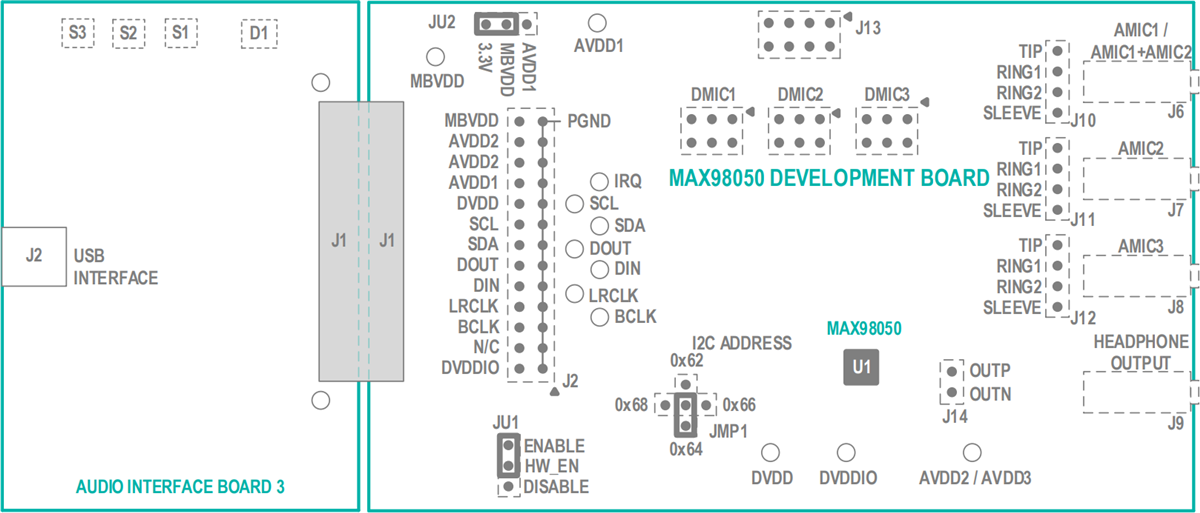 Technische Zeichnung - Analog Devices Inc. MAX98050 Evaluierungssystem (MAX98050EVSYS)