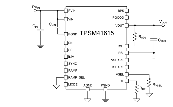 Schaltplan - Texas Instruments TPSM41615 Stapelbares 15-A-Leistungsmodul