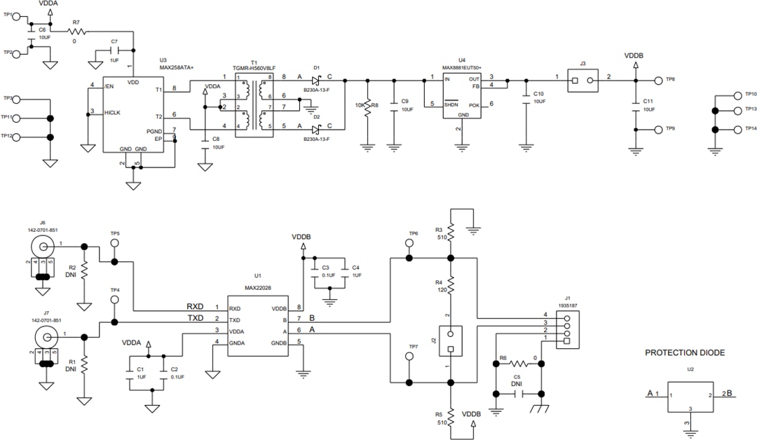 Schaltplan - Analog Devices Inc. MAX2202X Evaluierungskit