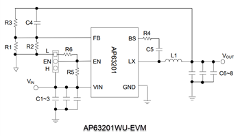 Schaltplan - Diodes Incorporated AP6320x Evaluierungsboards