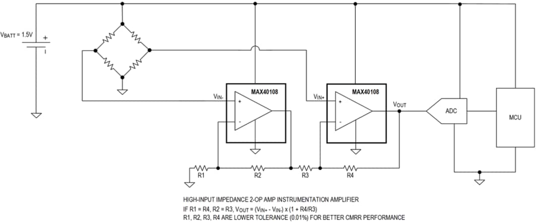Applikations-Schaltungsdiagramm - Analog Devices Inc. MAX40108 Stromsparender Präzisions-Operationsverstärker