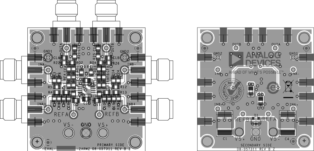 Technische Zeichnung - Analog Devices Inc. EVAL-ADA4522-2ARMZ Evaluierungsboard