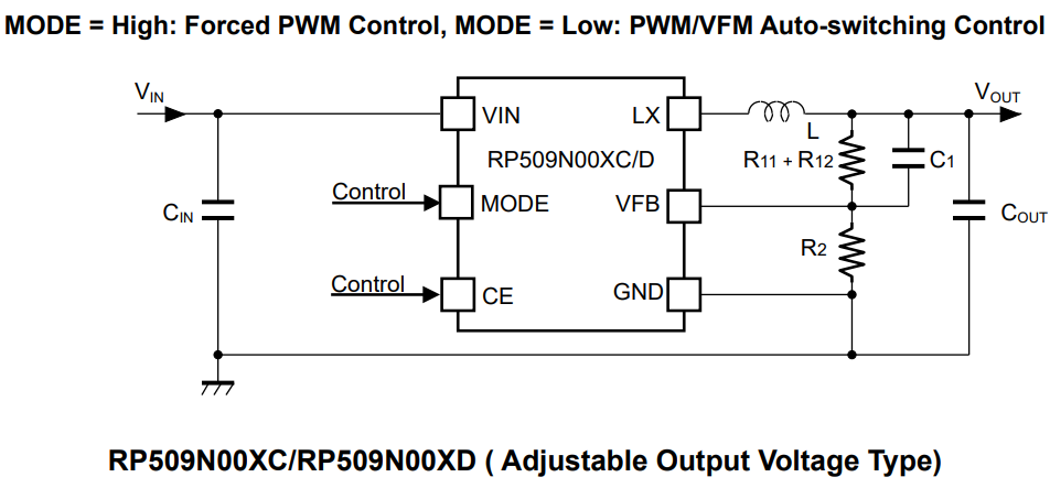 Application Circuit Diagram - Nisshinbo RP509N001D033-EV Evaluation Board