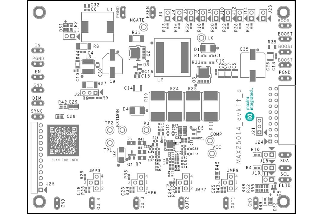 Technische Zeichnung - Analog Devices Inc. MAX25014EVKIT Evaluierungskit