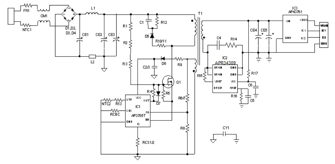 Schaltplan - Diodes Incorporated AP3785TEV1 Evaluierungsboard