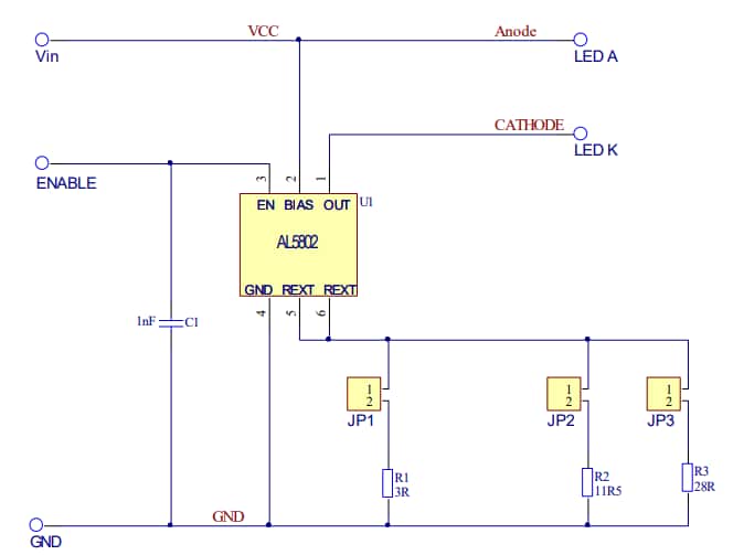 Schaltplan - Diodes Incorporated AL5802EV1 Evaluierungsboard