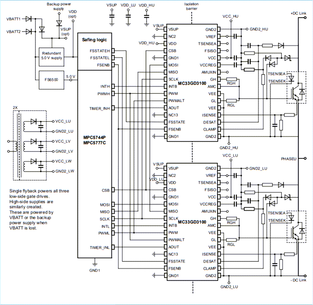 Applikations-Schaltungsdiagramm - NXP Semiconductors MC33GD3100 Erweiterte IGBT/SiC Gate-Treiber
