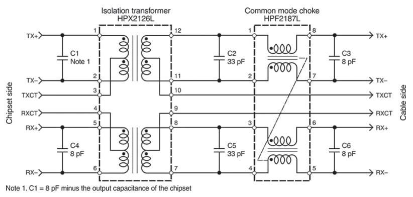 Schaltplan - Coilcraft Leitfaden für Magnete für Power-over-Ethernet (PoE)