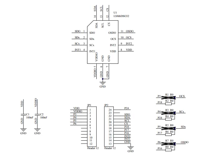 Schaltplan - STMicroelectronics STEVAL-MKI215V1 Adapterboard