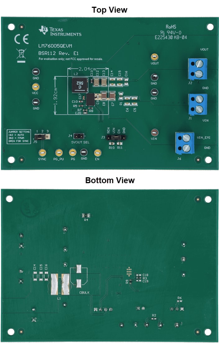 Technische Zeichnung - Texas Instruments LM76005QEVM Wandler-Evaluierungsmodul (EVM)