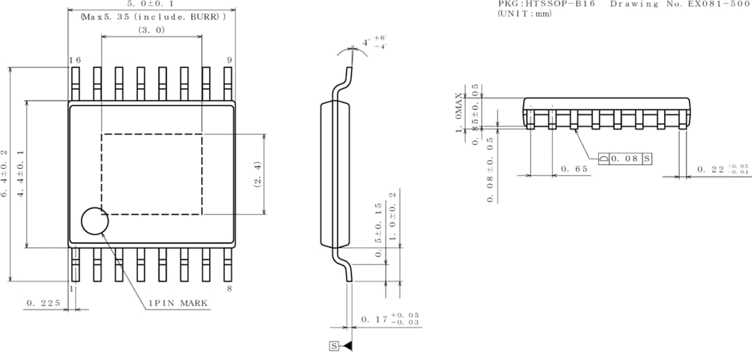 Technische Zeichnung - ROHM Semiconductor BD18337EFV-ME2 und BD18347EFV-ME2 LED-Treiber