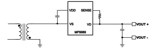 Application Circuit Diagram - Monolithic Power Systems (MPS) MP9989 CCM/DCM Flyback Ideal Diodes