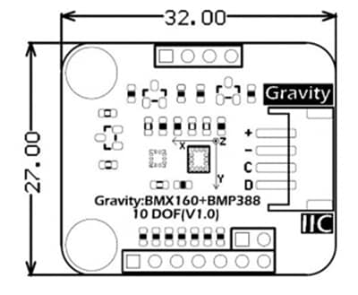 Mechanical Drawing - DFRobot Gravity: BMX160+BMP388 10 DOF Sensor