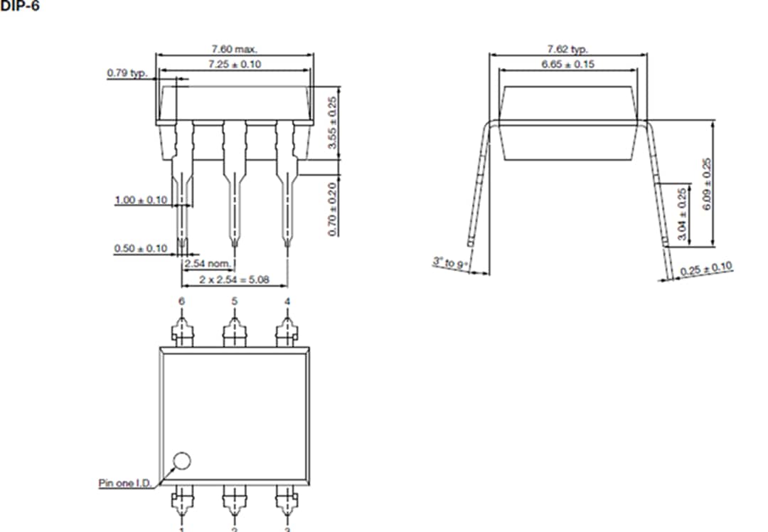 Technische Zeichnung - Vishay LH1525 Solid State Relais (SSR)