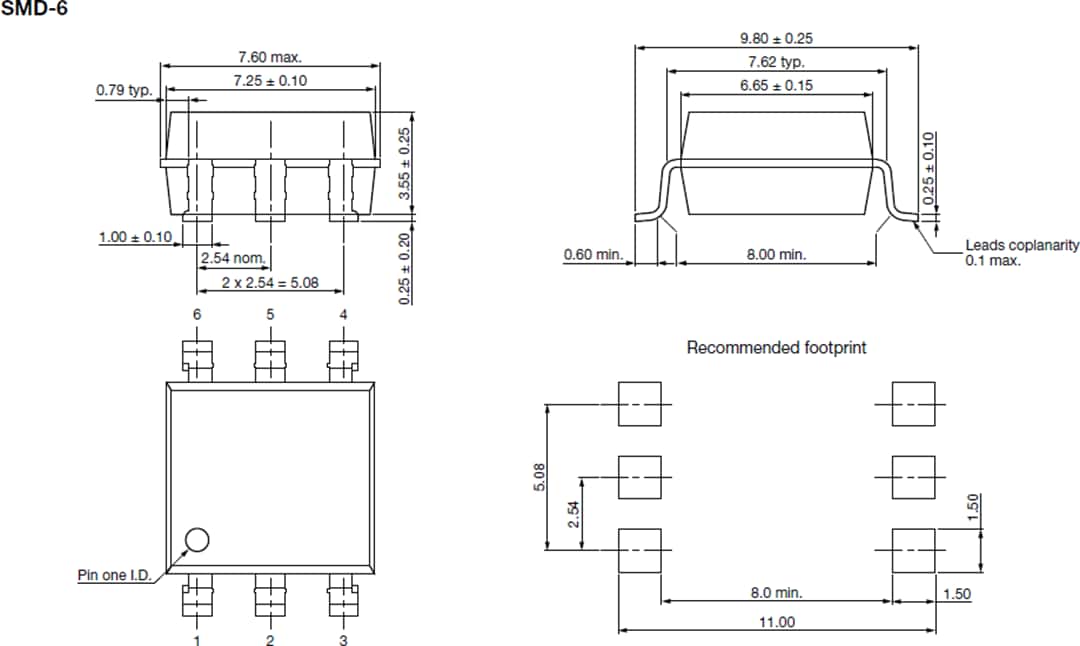 Technische Zeichnung - Vishay LH1525 Solid State Relais (SSR)